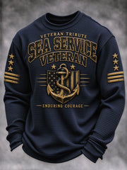 Men's Veteran-Print Casual Sweatshirt