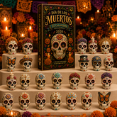 Dia de los Muertos 24-Day Advent Calendar – 24 Collectible Sugar Skull Figurines, Premium Day of the Dead Countdown Gift Set for Collectors & Holiday Lovers