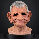 Kindly Grandfather Silicone Mask with Soft White Hair Fringe