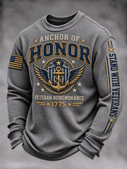 Men's Veteran-Print Casual Sweatshirt