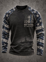 Men's Navy Veteran Print Casual Top