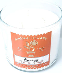 Energy Aromatherapy 3 Wick Jar Candle 14.5 OZ Black Lid