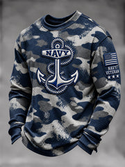 Men's U.S. Veteran Print Waffle Long Sleeve T-Shirt