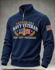 Men's U.S. Veterans Day Print Stand-Collar Zip-Up Sweatshirt
