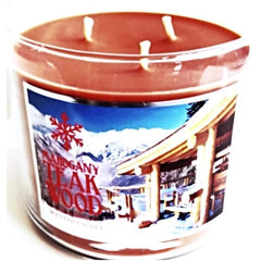Mahogany Teakwood 3 Wick Candle 14.5 oz Snowflake Lid
