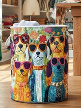 Happy Dogs Quilted Laundry Basket