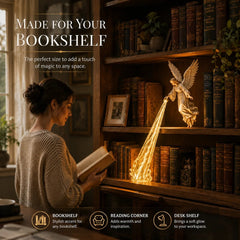 🕊️ Guardian Angel Bookshelf Light | Peaceful Angel Figurine with Warm Golden Beam for Reading Corners, Shelves & Meaningful Gifts ✨