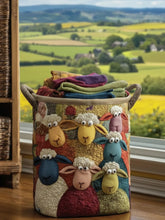 Sheep Heaven Quilted Laundry Basket
