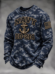 Men's U.S. Veteran DD-214 Print Waffle Long Sleeve T-Shirt