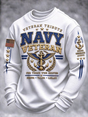 Men's Veteran-Print Casual Sweatshirt