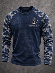 Men's Navy Veteran Print Casual Top