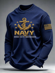 Men's U.S. Veterans Printed Waffle-Knit Top