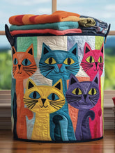 Funky Cat Quilted Laundry Basket