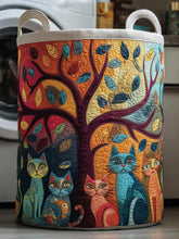 Tree Of Cat Quilted Laundry Basket
