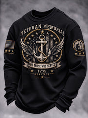 Men's Veteran-Print Casual Sweatshirt