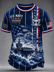 Men's Vintage US Navy Art Print Crew Neck Shirt