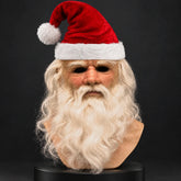 Festive Santa Elder Silicone Mask Complete with Plush Holiday Cap