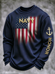 Men's Veteran-Print Casual Sweatshirt