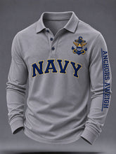 Men's US Veteran Print Long-Sleeve Polo Shirt