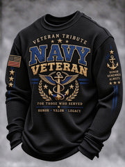 Men's Veteran-Print Casual Sweatshirt