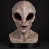 Green-Toned Alien Silicone Mask with Large Black Eyes