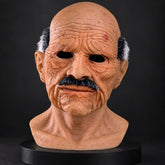 Friendly Smiling Grandpa Silicone Mask with Full Mustache
