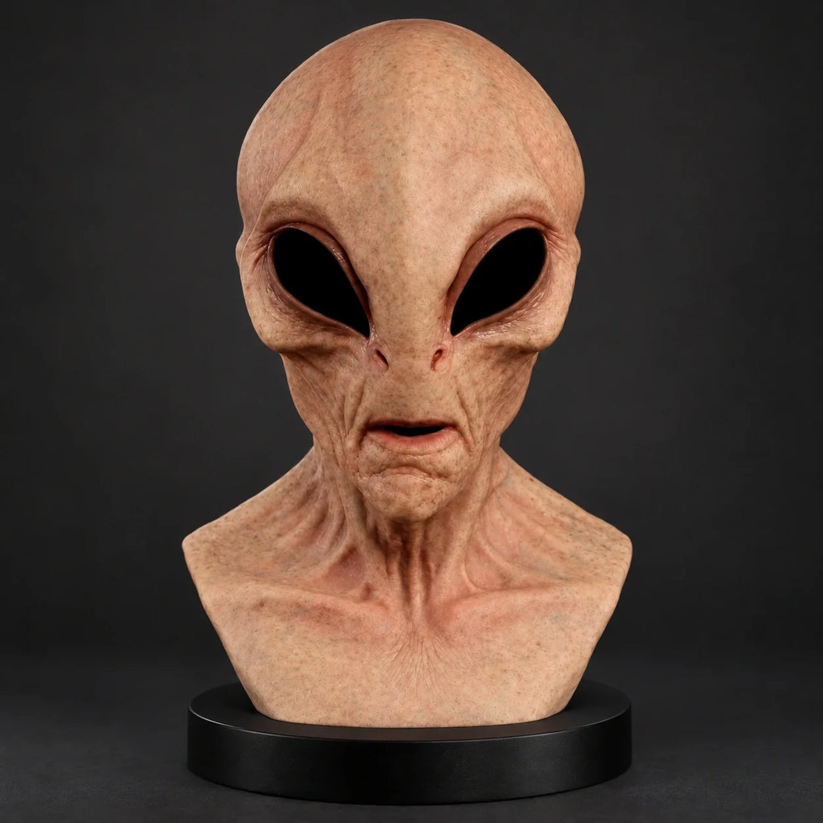 Classic Gray Alien Silicone Mask with Large Black Eyes