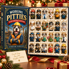 2026 Working Pitties 24-Day Christmas Countdown Calendar – 24 Unique Career Pit Bull Miniatures, Funny Working Dog Collector’s Gift for Pittie Lovers