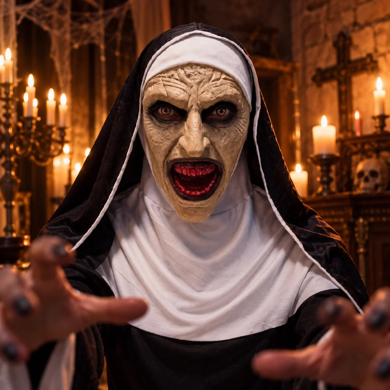 The Nun Valak Demonic Nun Silicone Mask with Habit