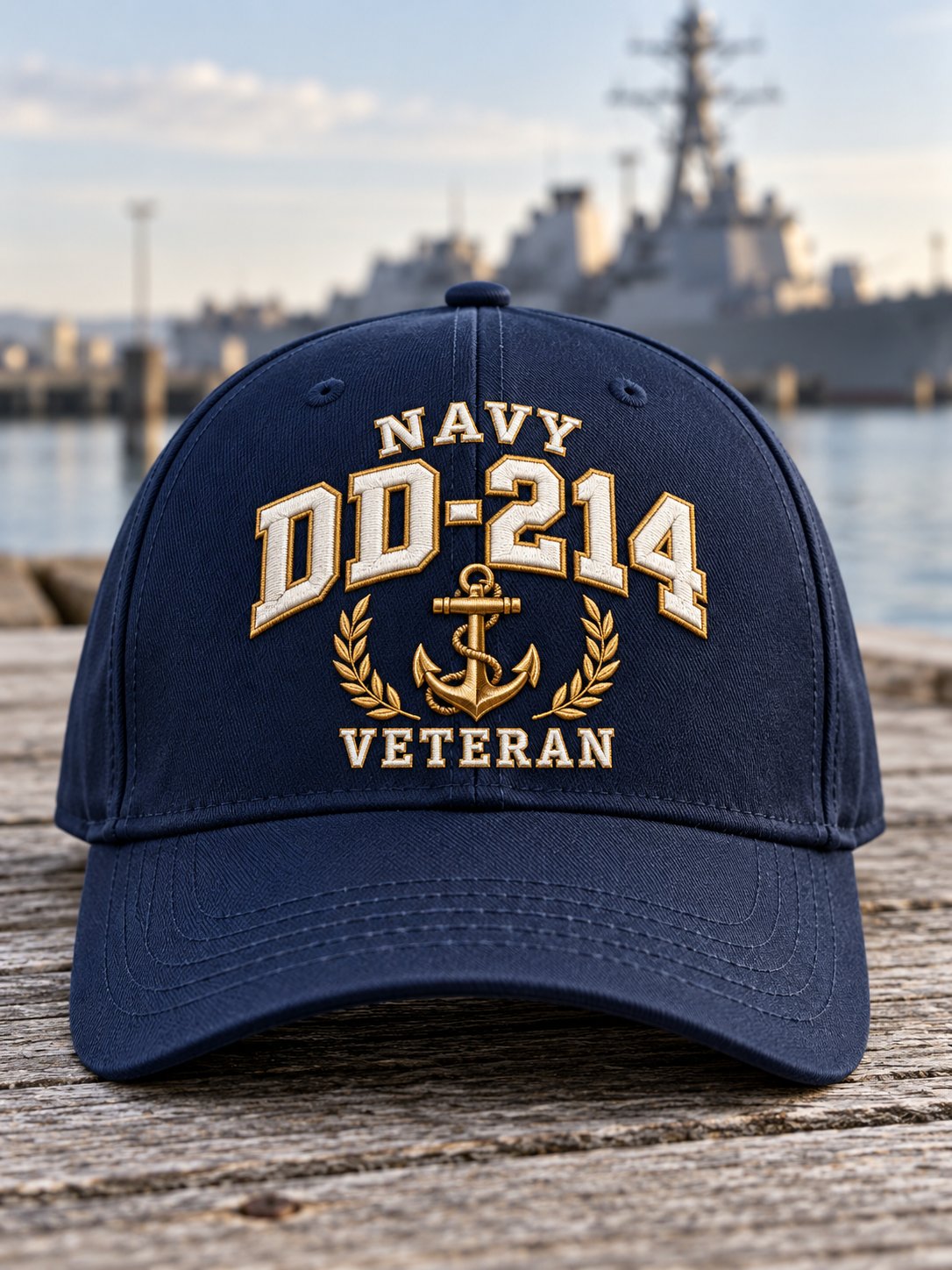 Unisex Casual Navy Veteran Art Print Hat