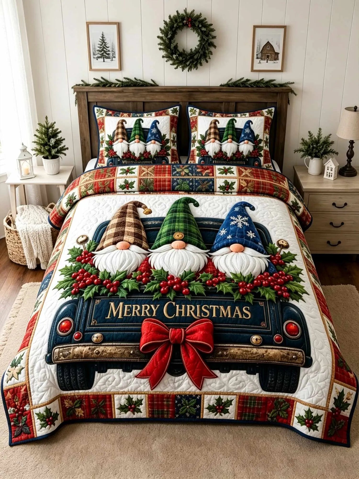 Jolly Snowman 3-Piece Quilted Bedding Set