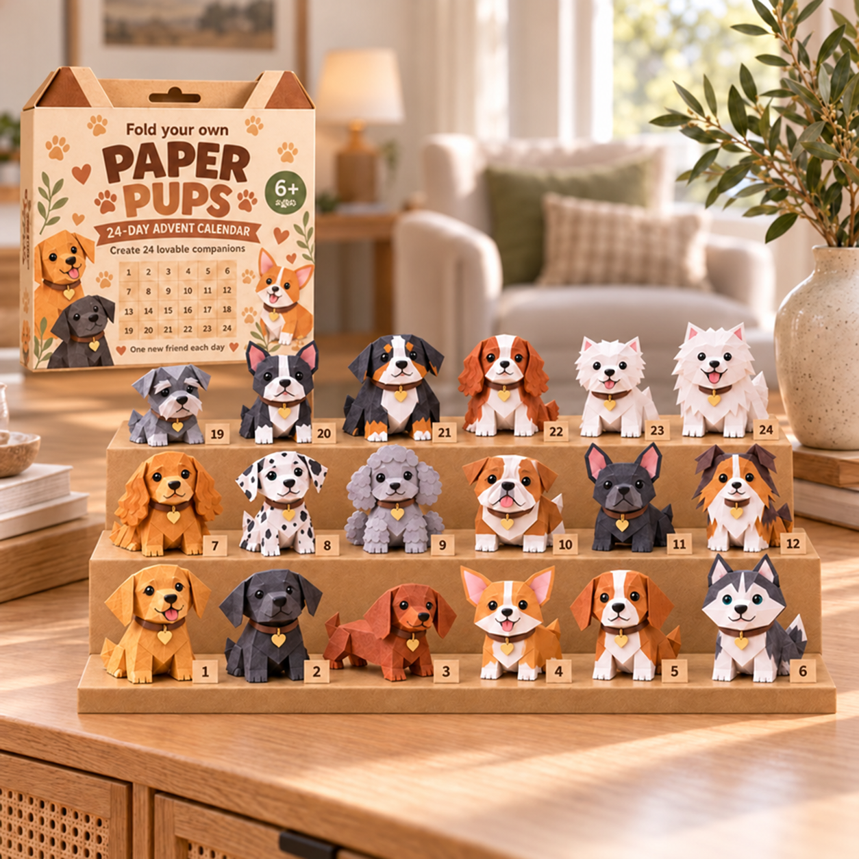 🎃Paper Pups™ – 24-Day DIY Dog Advent Calendar(💕Step-by-Step Guide Included)