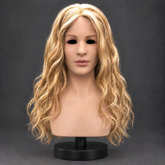 Long Blonde Wavy Hair Glamour Female Silicone Mask Bust