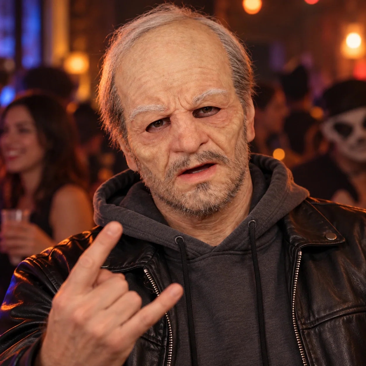 Venerable Elderly Gentleman Silicone Mask with White Eyebrows