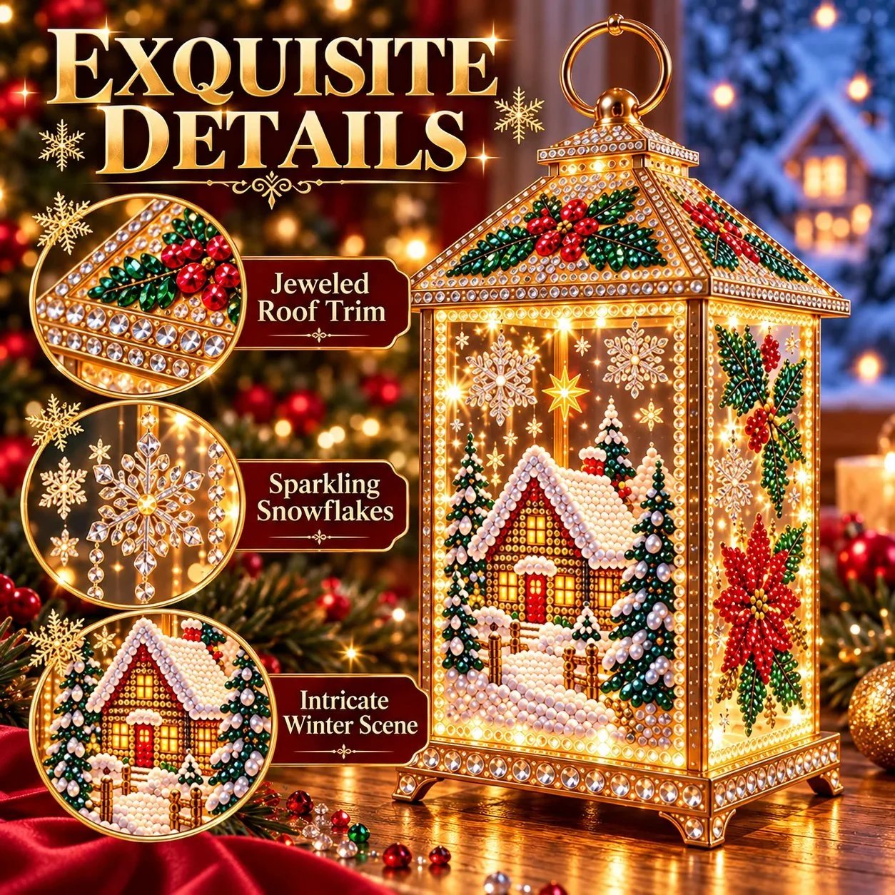🧘Relaxing & Beginner-Friendly- ✨Christmas Glow (💎DIY Light-Up Diamond Art Lantern)