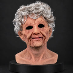 Beloved Elderly Grandmother Silicone Mask with Curly Hair