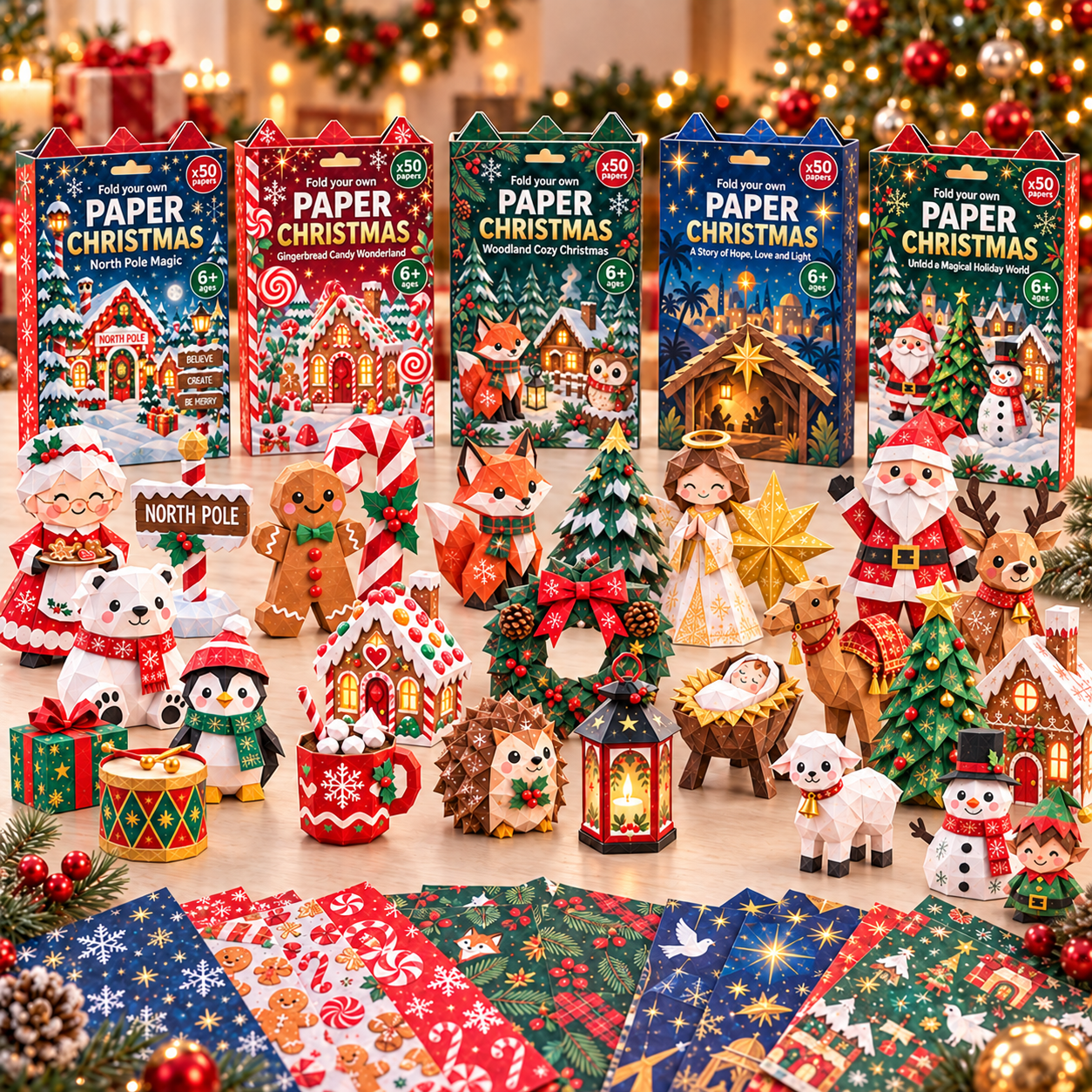 🎄3D DIY Paper Christmas-💕50 Pre-Printed Sheets + Step-by-Step Guide