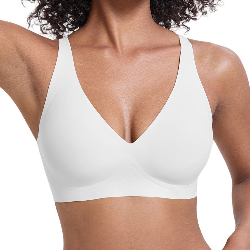 Jelly Wireless Womens Comfortable Wireless Bras Push Up Bralettes Seamless Tshirts Bras Deep V Everyday Bras