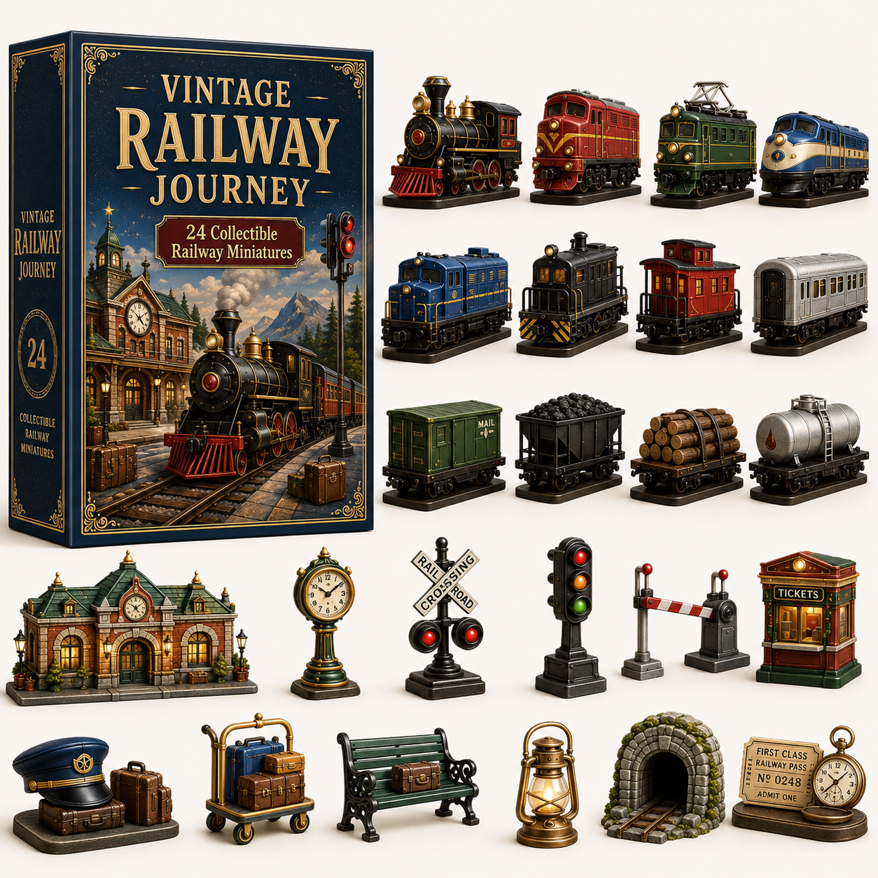 Vintage Railway Journey 24-Day Advent Calendar – Collectible Christmas Countdown Gift
