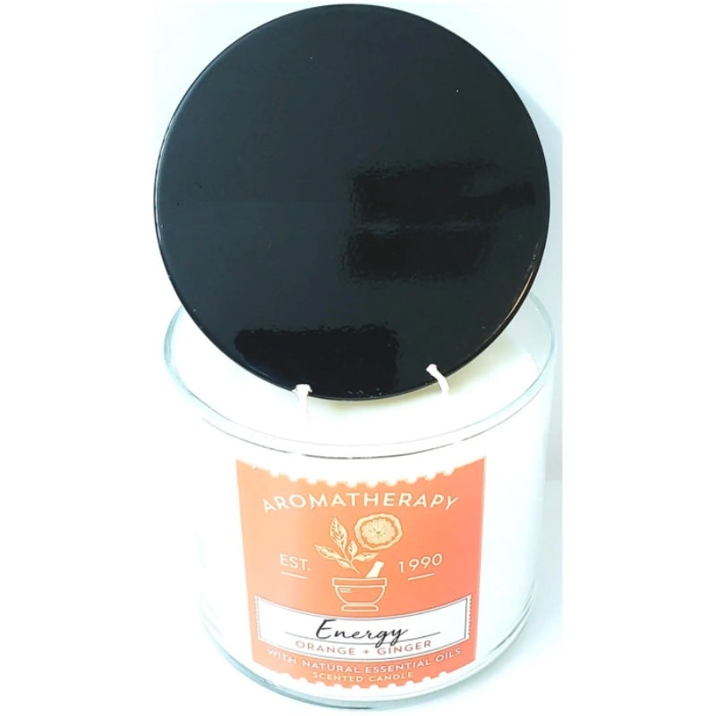 Energy Aromatherapy 3 Wick Jar Candle 14.5 OZ Black Lid