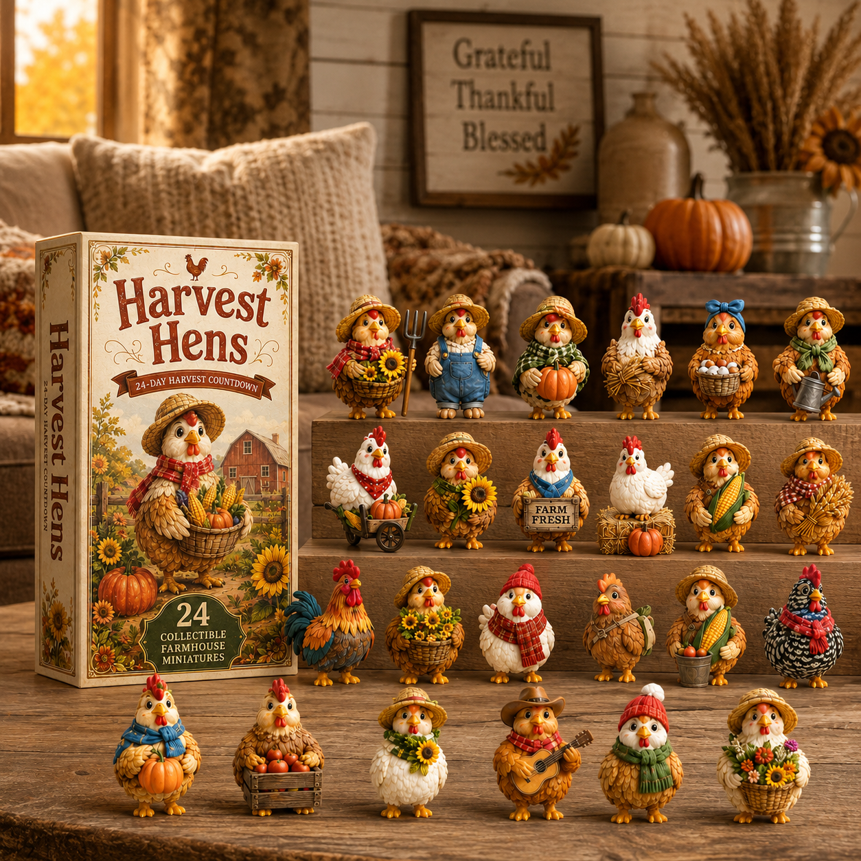 Harvest Hens Advent Calendar 2026 – 24 Days of Farmhouse Chicken Collectibles, Autumn Harvest Surprises & Gifts for Chicken Lovers