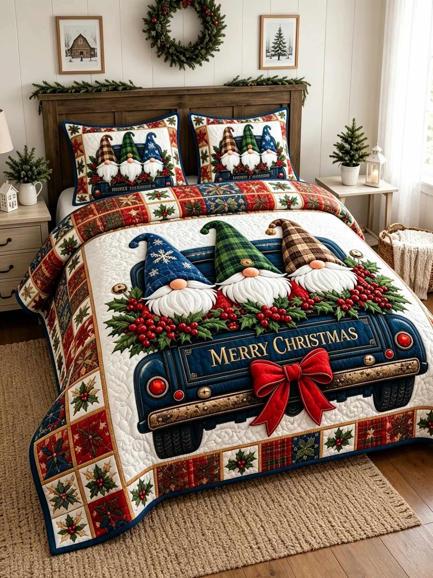 Jolly Snowman 3-Piece Quilted Bedding Set