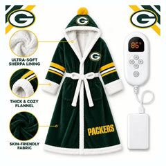 Packers USB Heated Sherpa Football Robe
