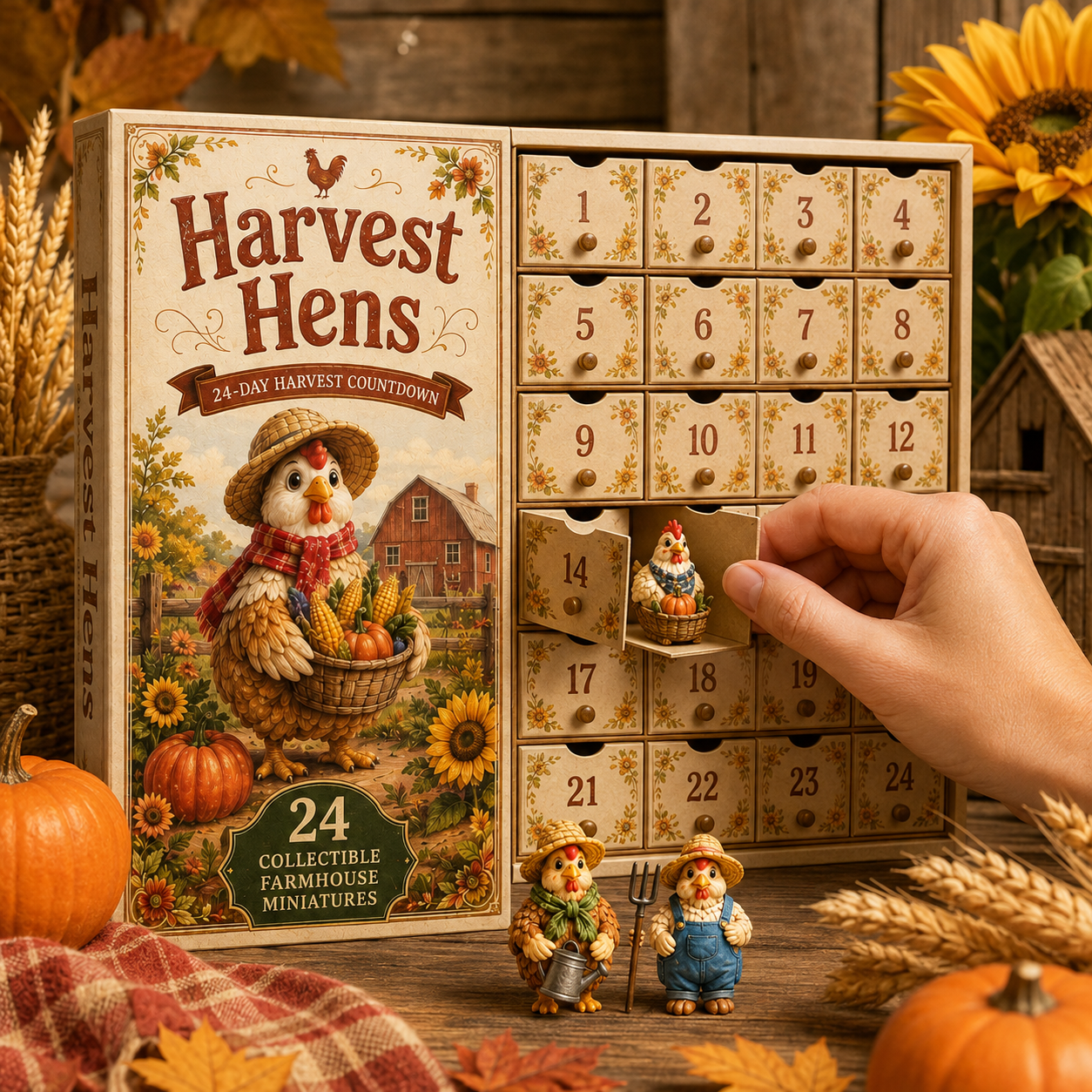 Harvest Hens Advent Calendar 2026 – 24 Days of Farmhouse Chicken Collectibles, Autumn Harvest Surprises & Gifts for Chicken Lovers