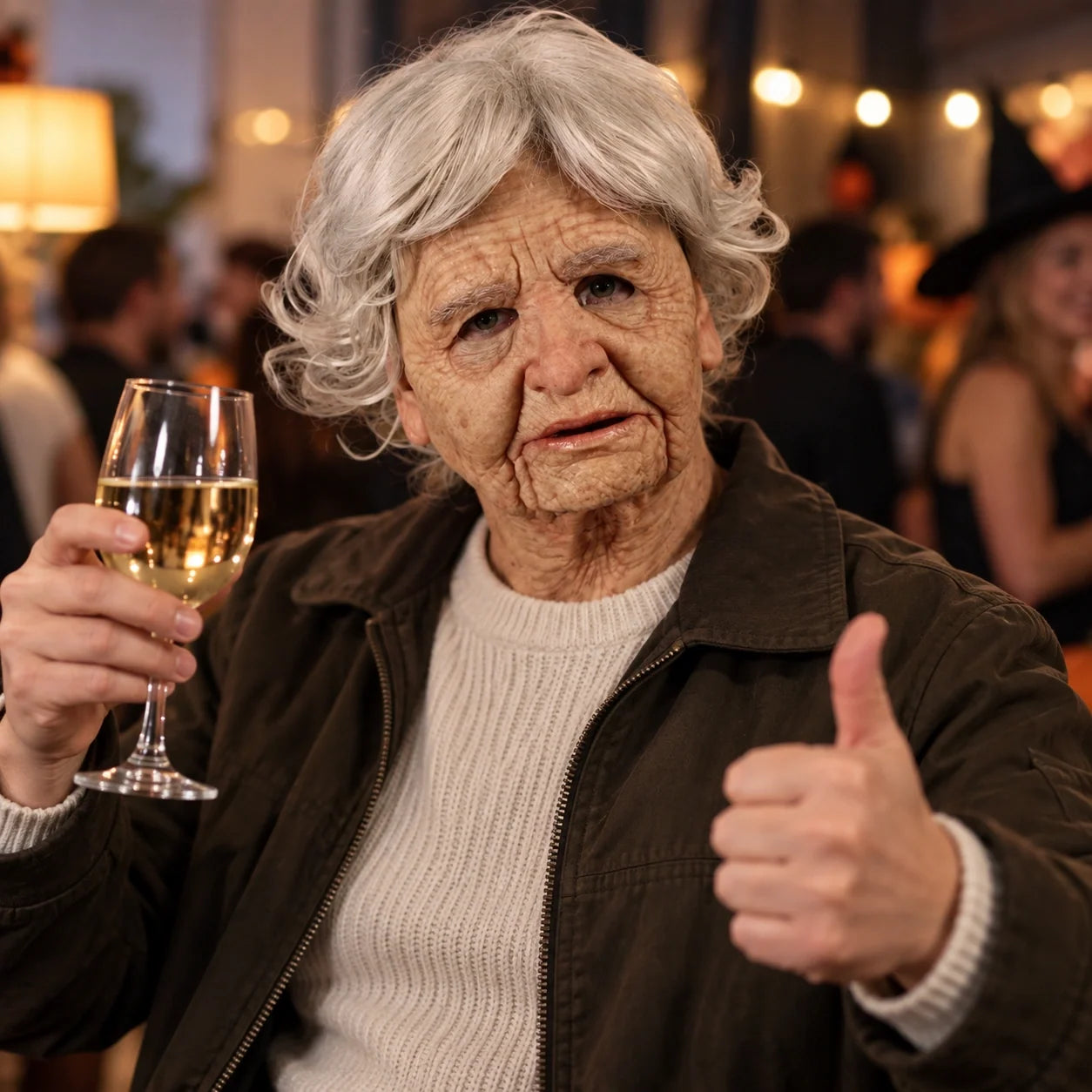 Classic Elderly Grandmother Full-Head Silicone Theatrical Mask