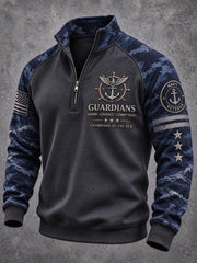 Men's Navy Veteran Print Casual Sweatshirt