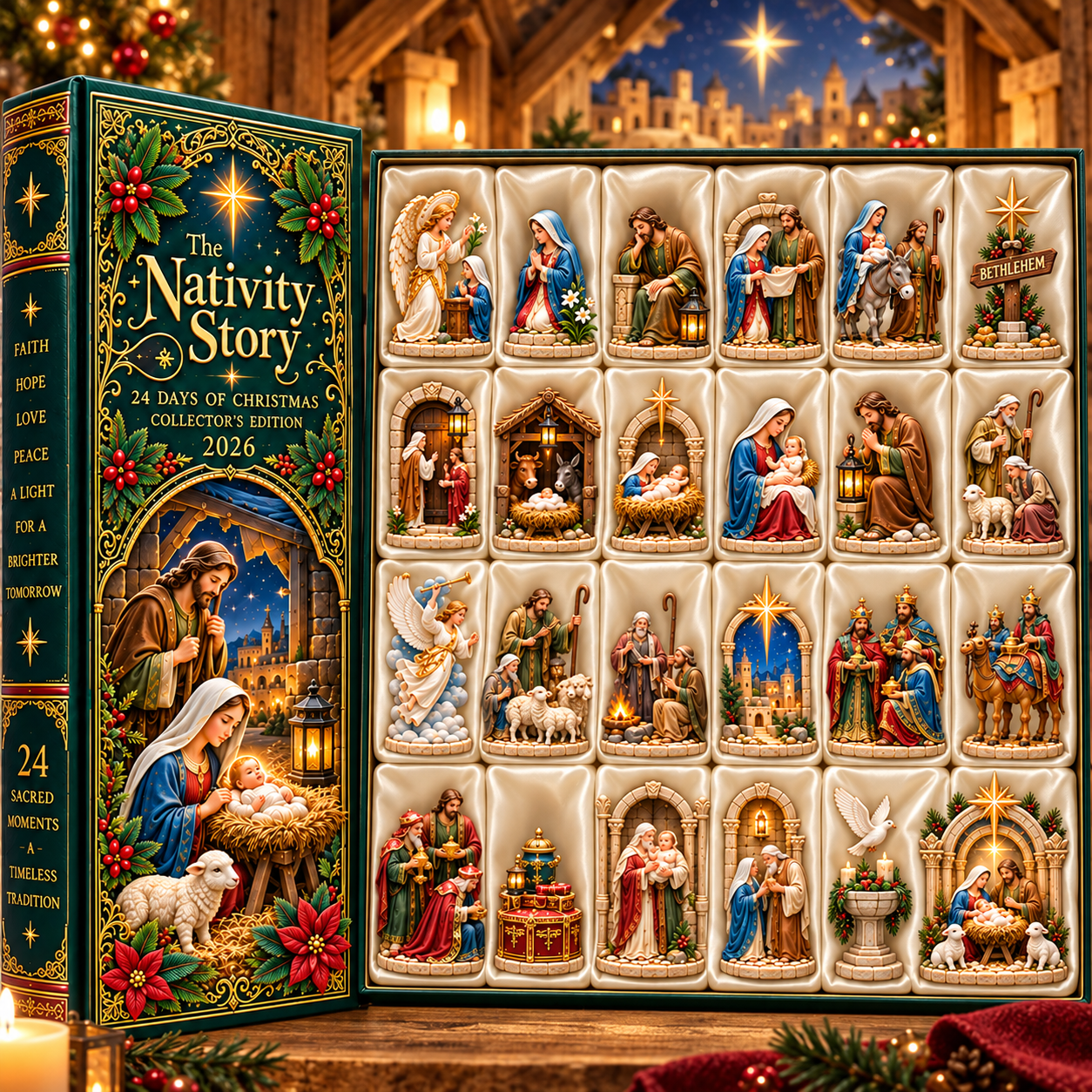 Nativity Story 2026 – 24 Days of Christmas Collector’s Edition with 24 Unique Nativity Miniatures, Christian Christmas Countdown Gift