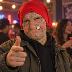 Weathered Old Sailor Silicone Mask with Red Bandana and Cigarette