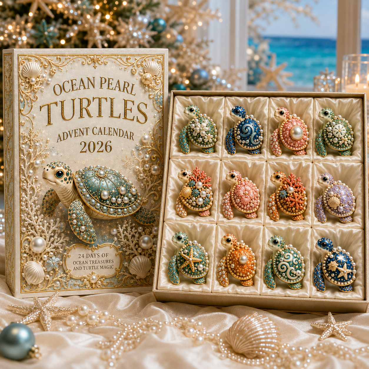 Sea Turtle 24-Day Advent Calendar – Ocean Collectible Figurine Christmas Gift