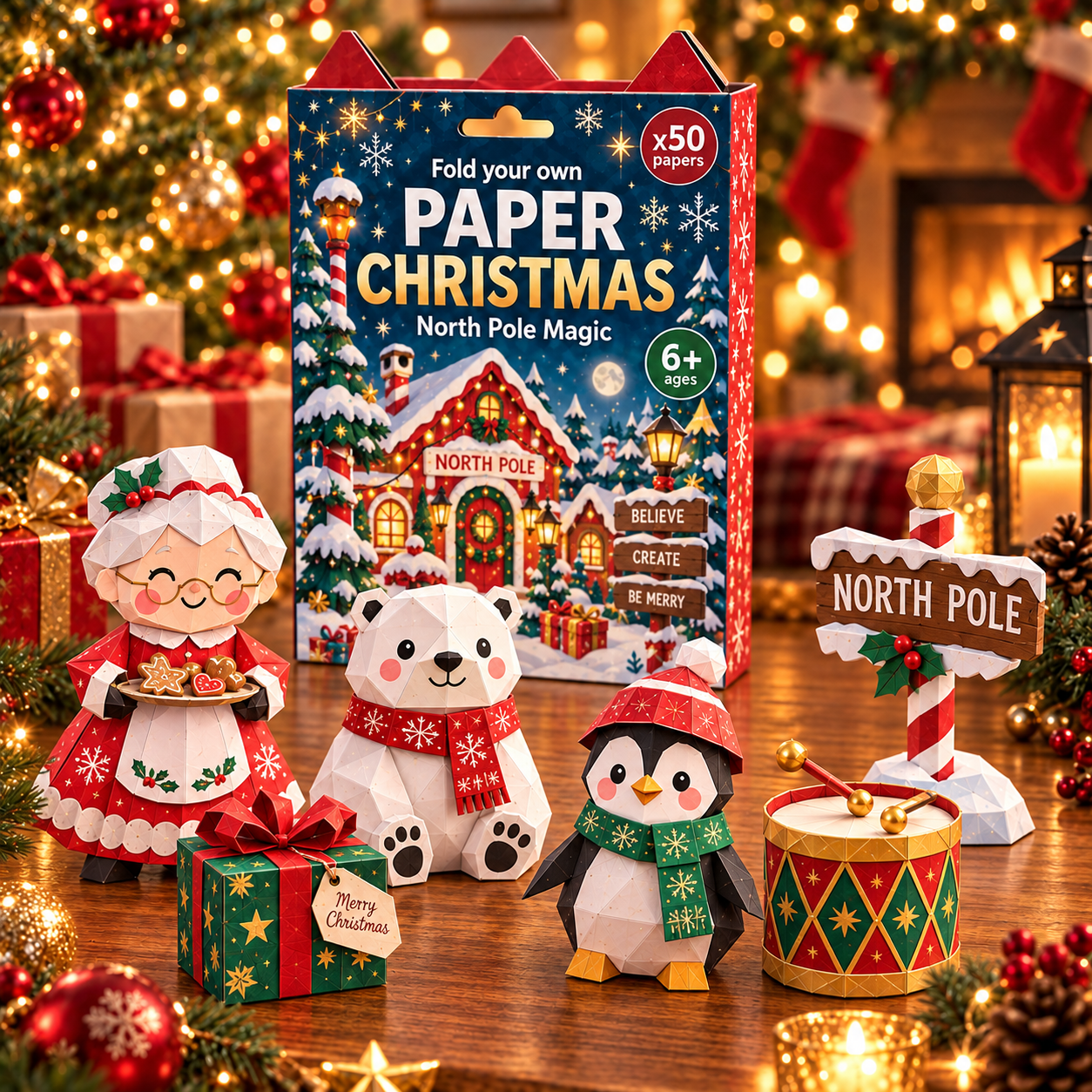 🎄3D DIY Paper Christmas-💕50 Pre-Printed Sheets + Step-by-Step Guide